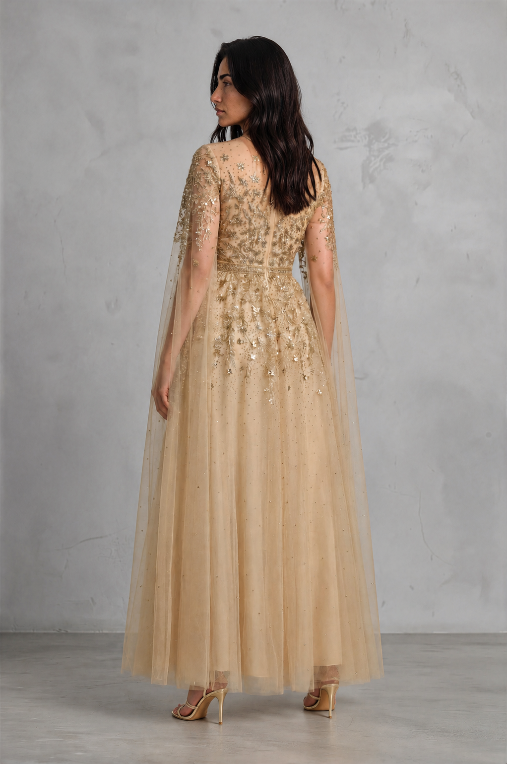 Moonlit Gold Illusion Dress