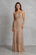 Champagne Art Deco Beaded Gown