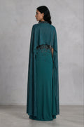 Emerald Crystal Drape Gown