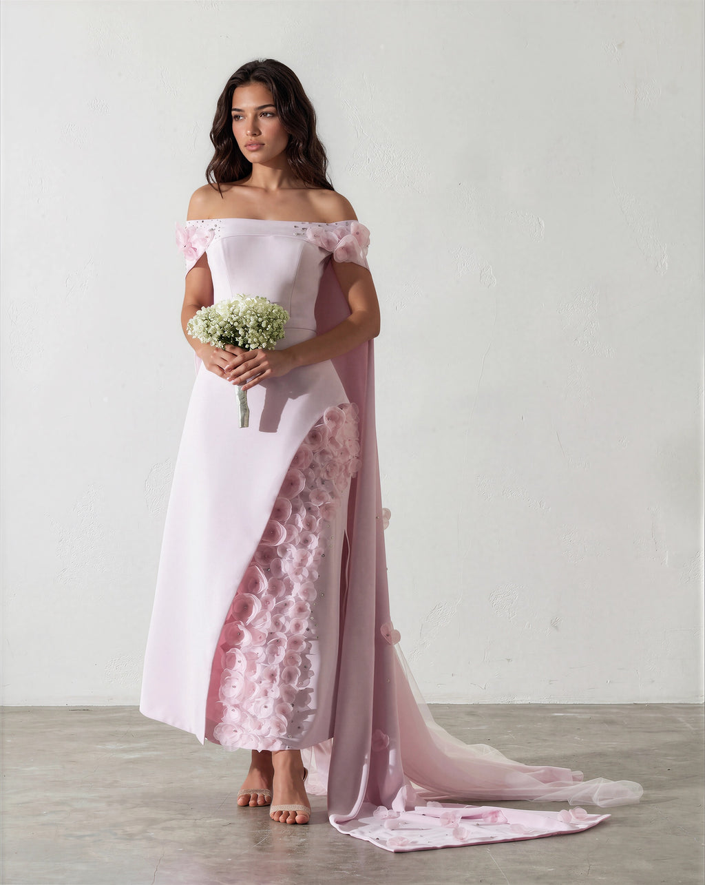 Blanche Floral Cape Gown