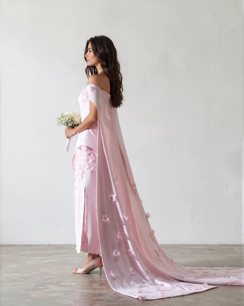 Blanche Floral Cape Gown